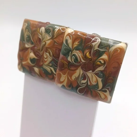 Natural Colored Swirled Clip on Earrings - Picture 3 of 5